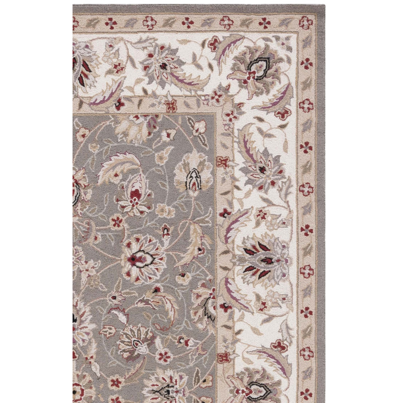 Hollander Hand Hooked Wool Taupe/Ivory Rug, Runner 3' x 8'