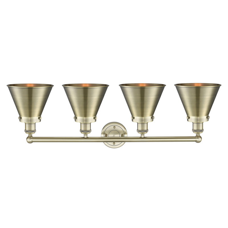 Éclairage de salle de bain 4 lumières à intensité variable Stengel, Laiton antique, Laiton antique