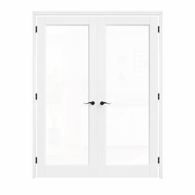 60" X 80" 1-Lite Clear Glass French Door With Black Hinges, Clear Glass Door Slab With Frame, French Interior Door As Pantry Door, Bedroom Door, Laundry Door, Closet Doors, Room Doors, Latch & Door Lever Included