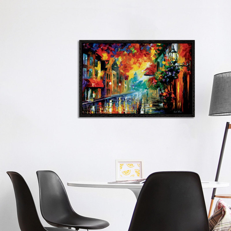 Misty City Mood by Leonid Afremov - Painting on Canvas, 101.6 cm H x 66.04 cm W, Black Framed Canvas