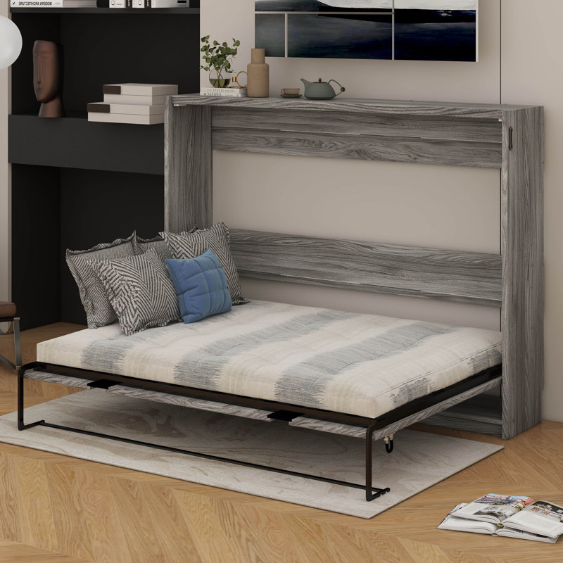 Lit escamotable double pleine grandeur - Se convertit en armoire