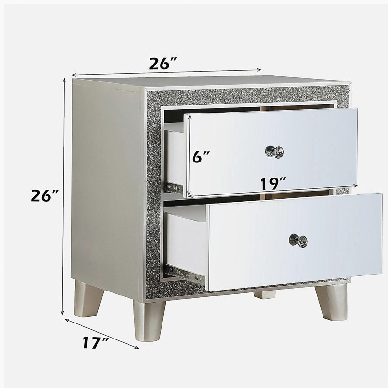 Table de chevet à finition miroir Sliverfluff