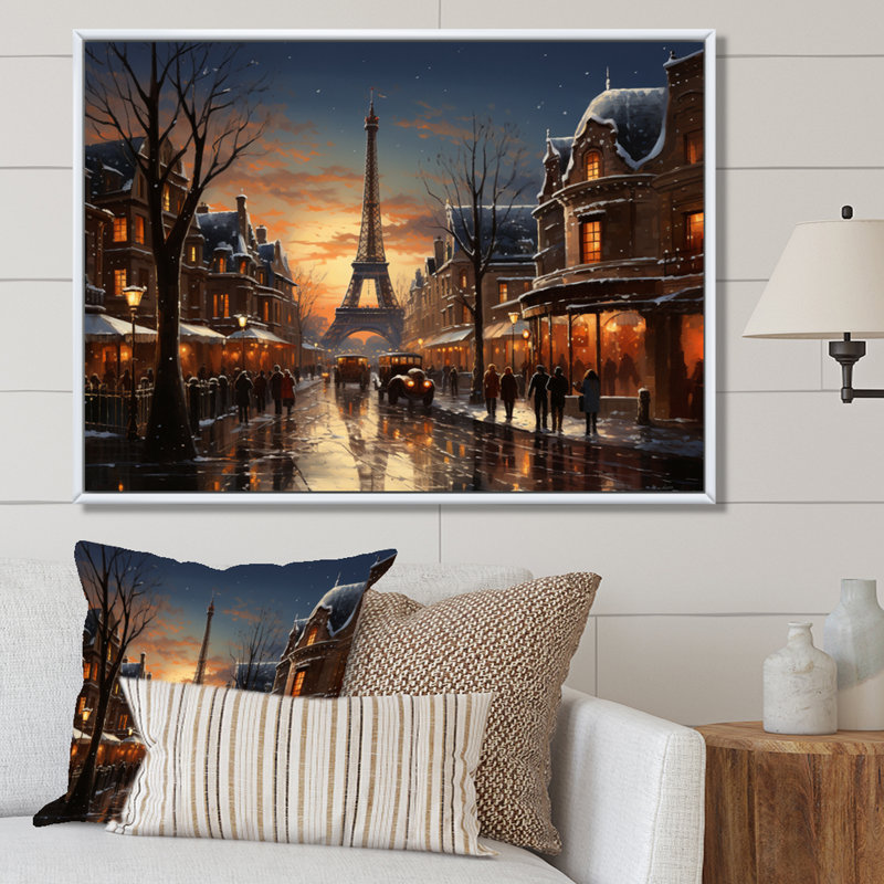 " Winter Landscape Winter Carnival ", White Floater Framed, 34" H x 44" W x 1.5" D