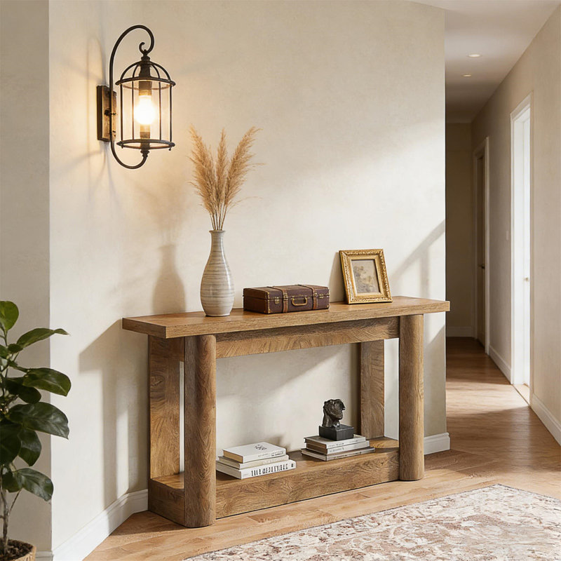 2-Tier Foyer Table, Brown Oak