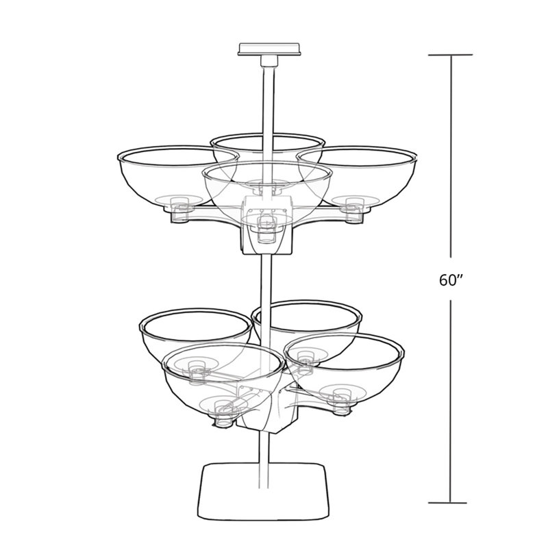 Quad Arm Bowl Tower 14" Diameter Plastic Bowls (8 Bowls)