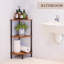 Bibliothèque de coin 3 niveaux rustique industrielle - étagère sur pied 28 "et support à plante pour les petits espaces dans le salon, la chambre à coucher ou le bureau