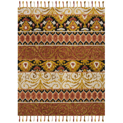 Tapis ikat en laine crocheté à la main Neueranven