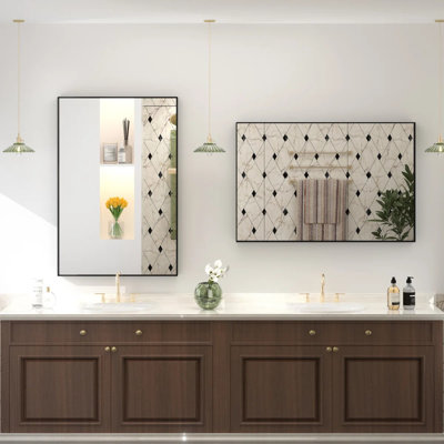Aevar High-Strength Tempered Glass and Aluminum Alloy Framed French Cleat Mounted Wall Mirror