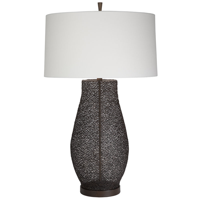 Annette Table Lamp, Bronze, Sailcloth White