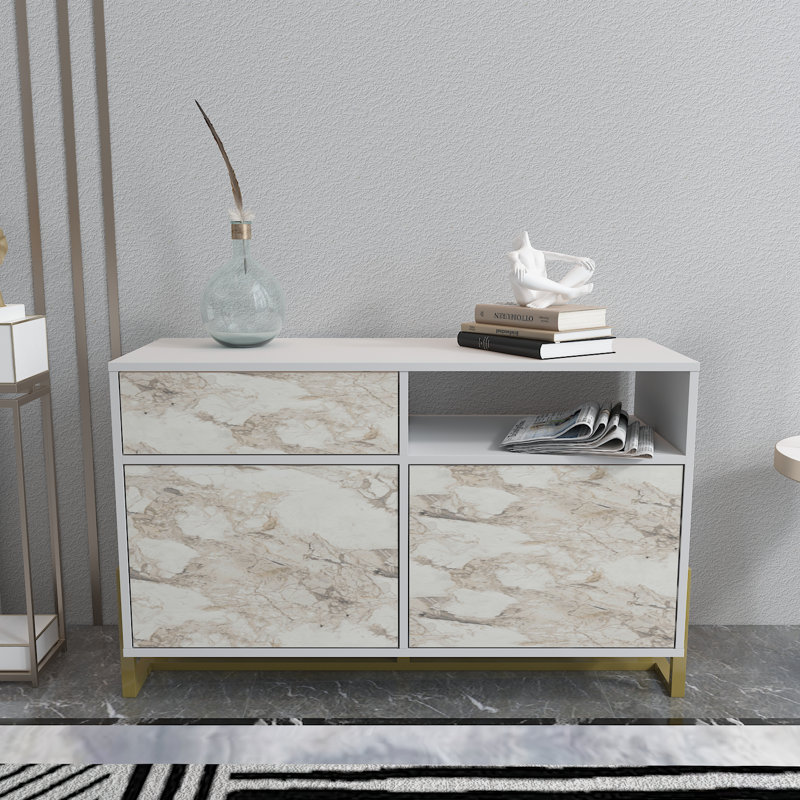 Nenzel 120cm W Sideboard, White Marble Effect