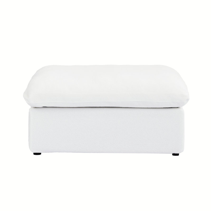 Kenda 40.15" Upholstered Slipcovered Ottoman, White