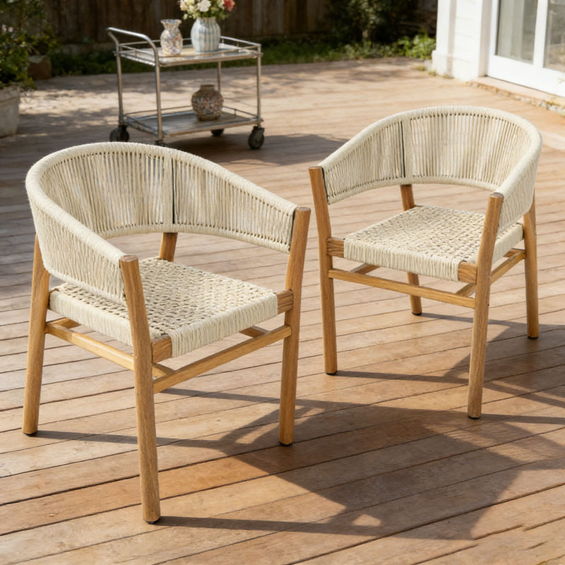 Ensemble de chaises d'extérieur en rotin tissé, Beige