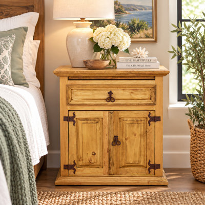 Honey Pine Sliding Top Nightstand