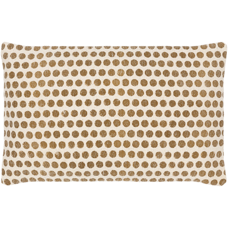Zetta Polka Dots Cotton Reversible Throw Pillow, Light Beige/Tan, Down