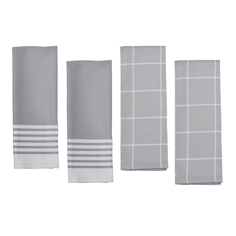 Gray Cotton 4-Piece Kitchen Towel Set