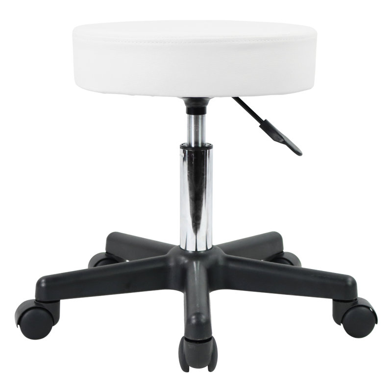 Adjustable Height Ergonomic Stool with Removable Casters/Wheels, White