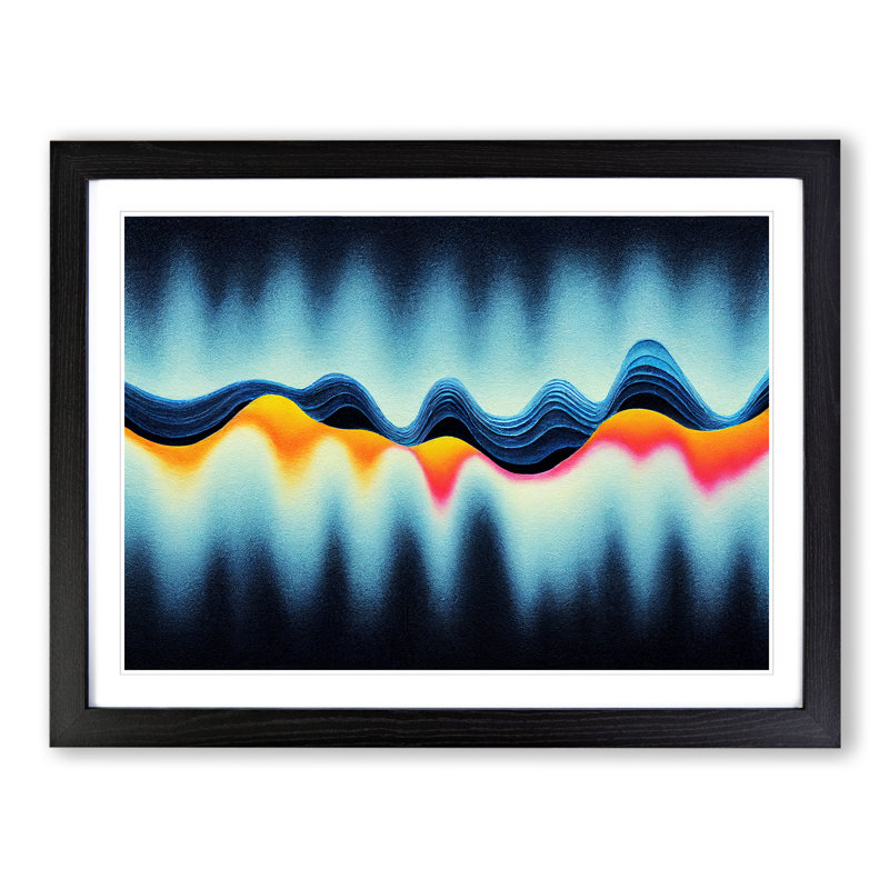 Audio Soundwave Art Vol.2 Abstract - Single Picture Frame Print, 46cm H x 64cm W, Black 