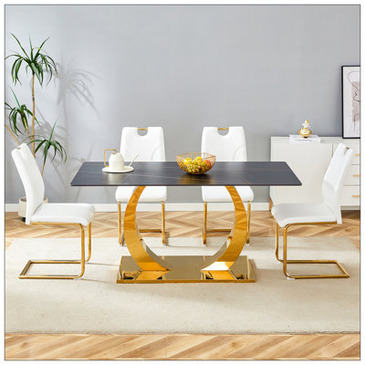 Ensemble de table et chaises, ensemble de table de salle à manger avec pieds en métal