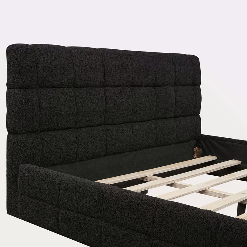 Grand lit plateforme tapissier, Noir