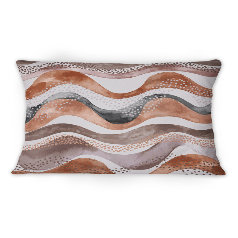 Coussin décoratif à motif ondulé de style géo naturel 12 po x 20 po