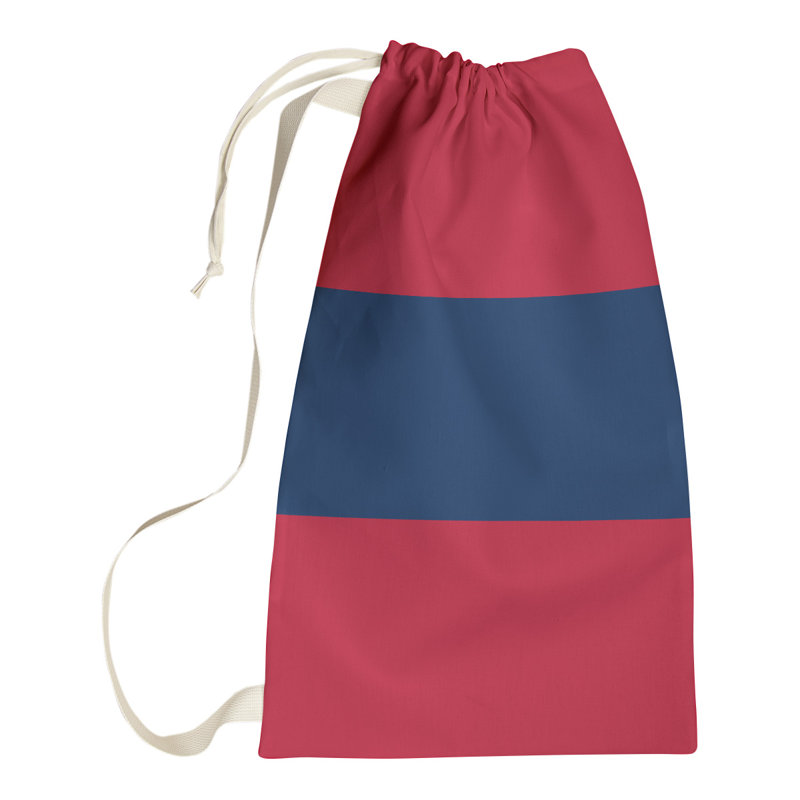 Fabric Laundry Bag with Handles, 36" H x 28" W x 1.5" D, Raspberry Red/Blue/Raspberry Red