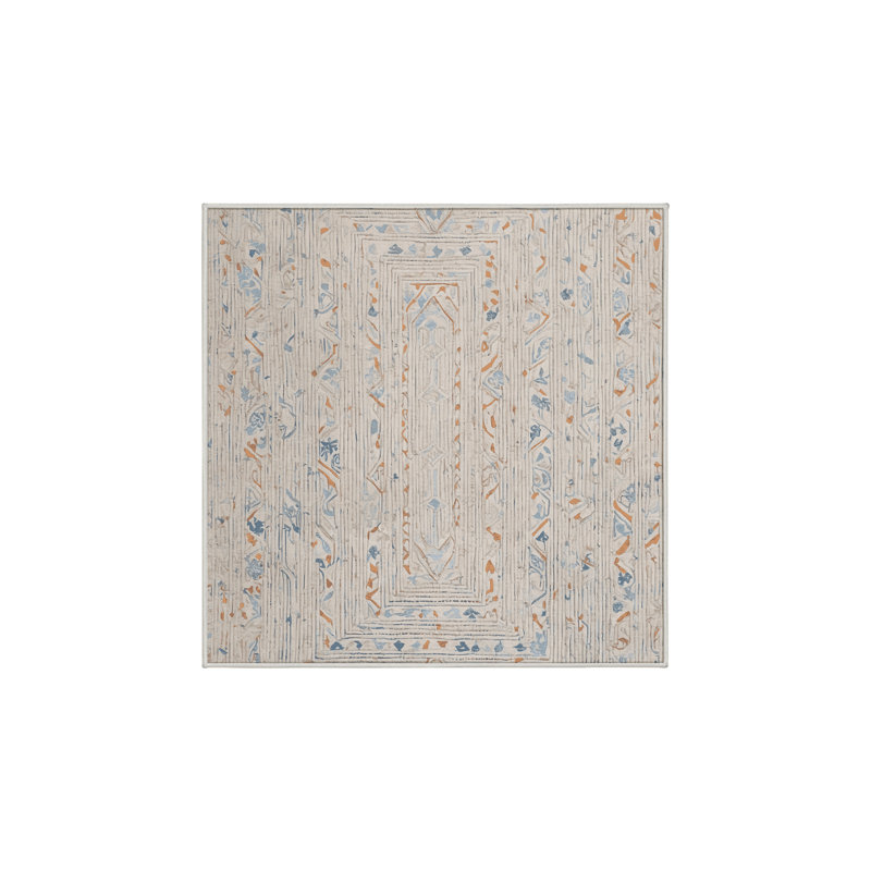 Tapis beige lavable à la machine, Carré 6 pi