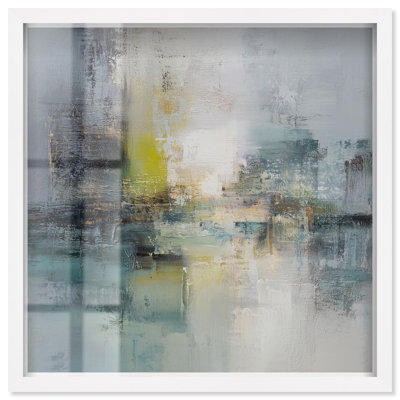 Faded Luminescence I Shadowbox Print Abstract Wall Decor by Art Remedy, White Frame, 16 x 16