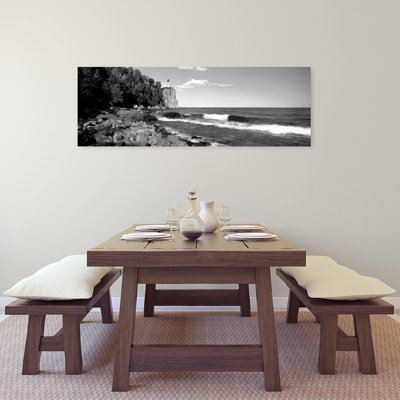 Lighthouse on a cliff Split Rock Lighthouse Lake Superior Minnesota USA 1 Piece Wrapped Canvas Panoramic Wall Art
