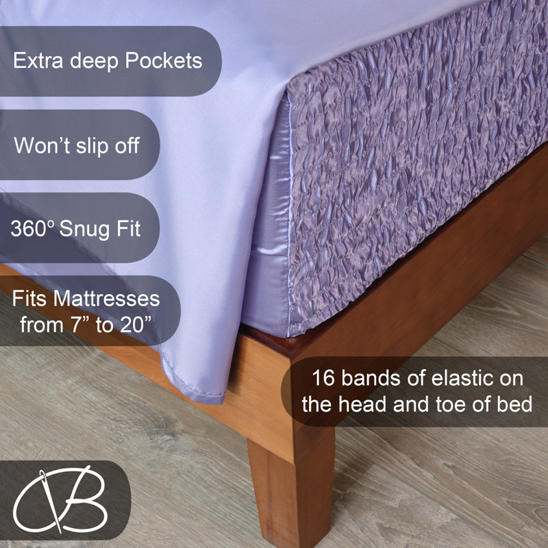 Smooth Satin BedTite Tight Grip Sheet Set, Queen, Lilac