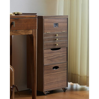 Armoire de coiffeuse mobile à maquillage à plusieurs couches Retro Wood-Grain