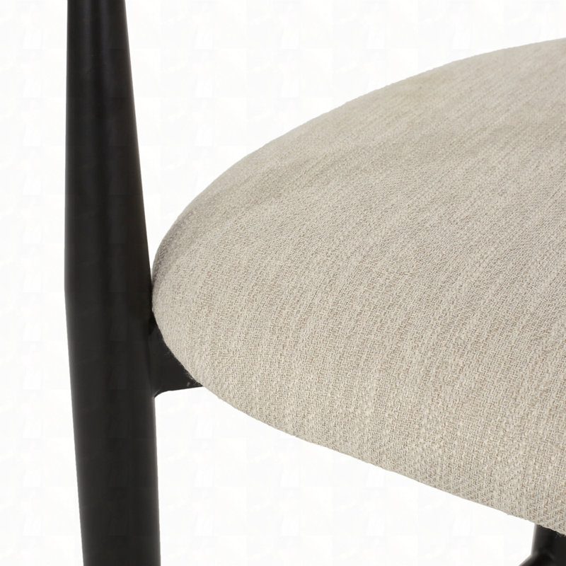 Ensemble de 2 tabourets de bar rembourrés, Noir, Tissu crème