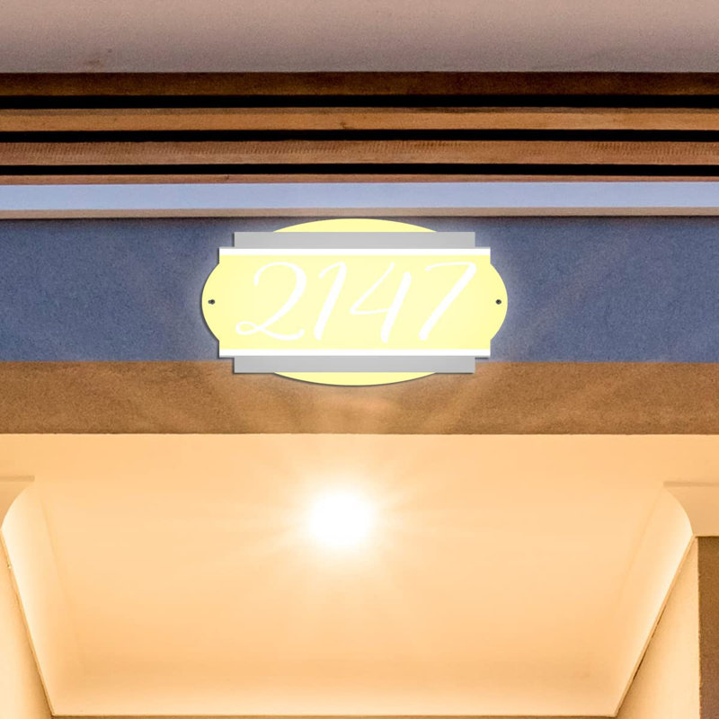 Plaque d'adresse murale sur 1 ligne, Jaune, Oui