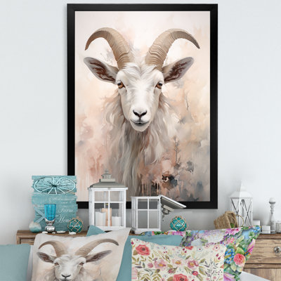 Mignon chèvre beige floral - reproduction sur toile