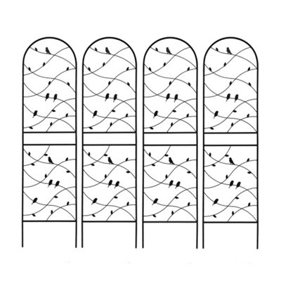 Paquet de 4 treillis de jardin en métal antirouille pour plantes grimpantes