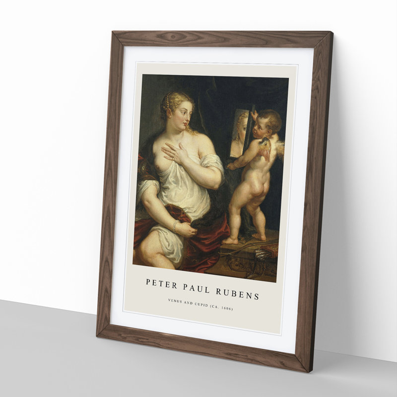 Venus and Cupid by Peter Paul Rubens - Picture Frame Art Prints, 36cm H x 27cm W x 2cm D, Walnut
