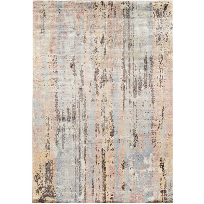 Hand Woven Cotton and Wool Abstract Area Rug