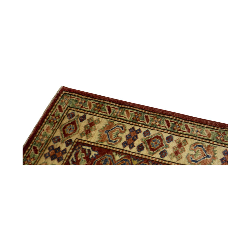 Hand-Knotted High-Quality Gold and Red Area Rug