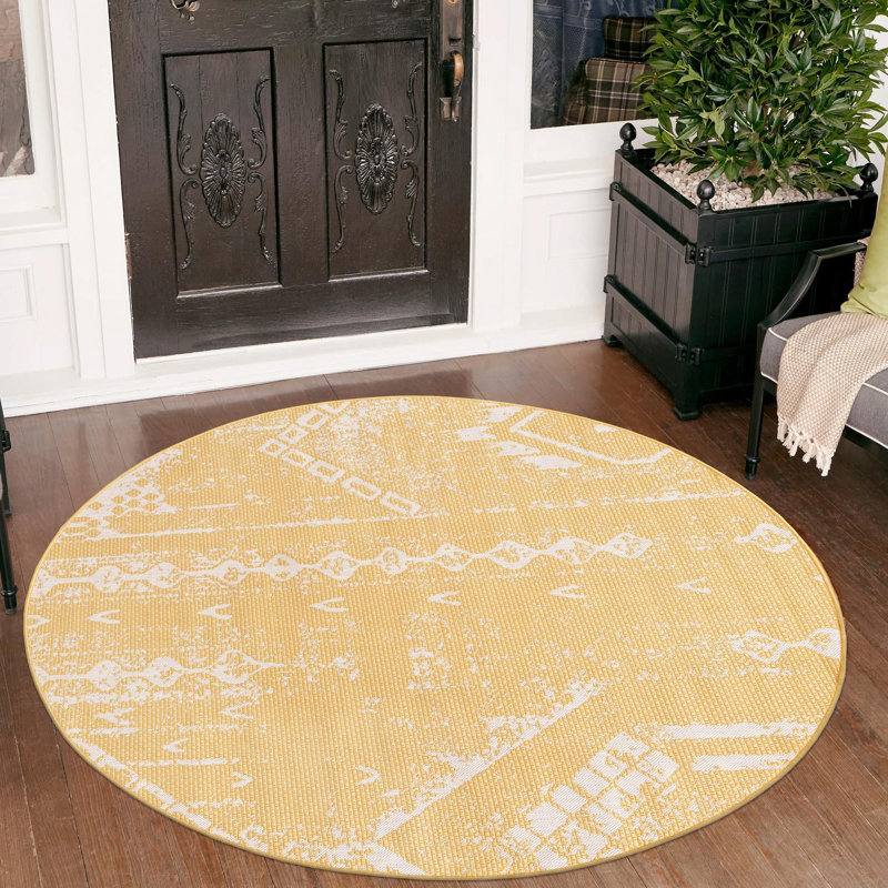 Broux Geometric Indoor / Outdoor Rug, Round 7'10"