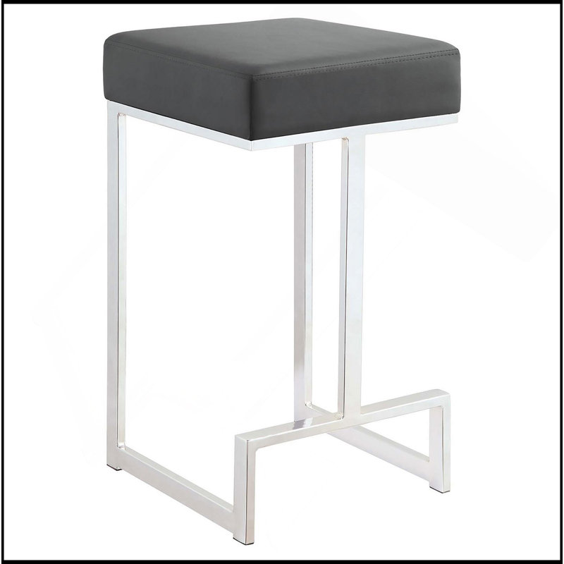 Tabouret rembourré à hauteur de comptoir, Gris