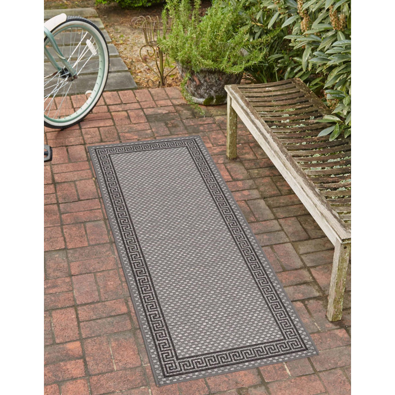 Tapis pour l'intérieur et l'extérieur gris Kimble, Tapis de couloir 2 pi x 6 pi 1 po