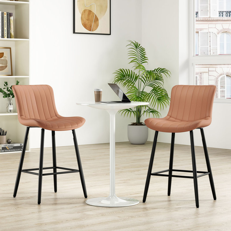 Tabouret de comptoir rembourré 27 po avec structure en métal , Brun