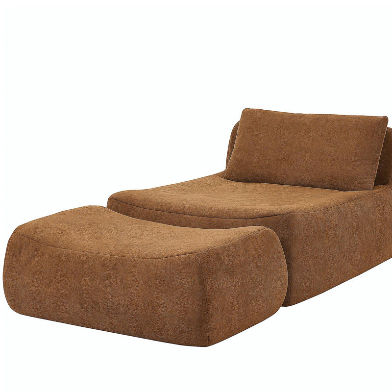 Grand canapé à billes d'intérieur, fauteuil à billes avec coussin lombaire et repose-pieds, utilisation dans la chambre à coucher (orange)