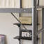 Lit mezzanine simple en métal avec bureau et tablettes de rangement, 2 échelles intégrées-160251150
