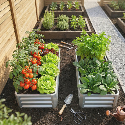 Galvanized Raised Garden Bed, 4' x 2' x 1' Metal Planter Box, for Growing Vegetables, Flowers, Herbs, Succulents, Silver