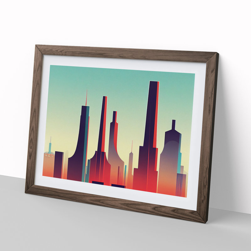 City Skyline Vol.1 - Framed Print, 46cm H x 64cm W x 2cm D, Walnut Framed
