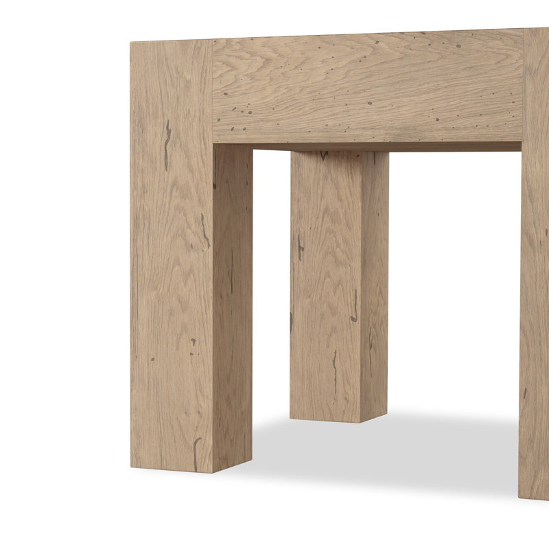 Abaso Oak End Table, Whitewash Rustic Wormwood Oak