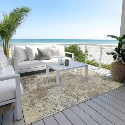 Machine Washable Indoor/Outdoor Cicel ACN1162 Beige Rug