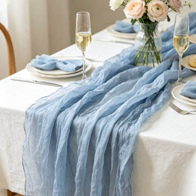 Boho Romantic Cheesecloth Gauze Crinkle Table Runner