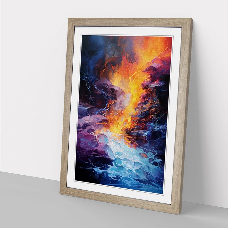 Stream Action Painting No.2 - Framed Print, Oak, 34" H x 25" W x 2" D
