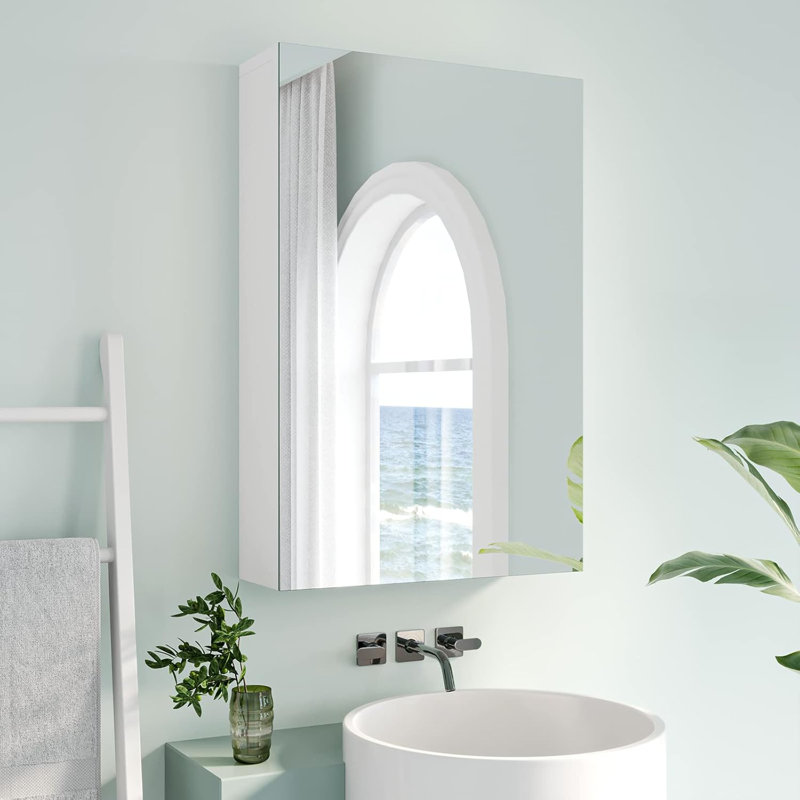 W H Wall Mounted Required Frameless Medicine Cabinet Mirror Adjustable, 12D x 50W x 70Hcm